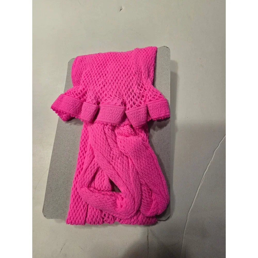Fun World Neon Pink Fishnet Stockings One Size Adult‎ Costume Accessory 80s Rave
